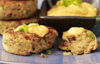 Kashi & Summer Fresh Appetizer Recipe  Lemon Dill Hummus Crab Cakes